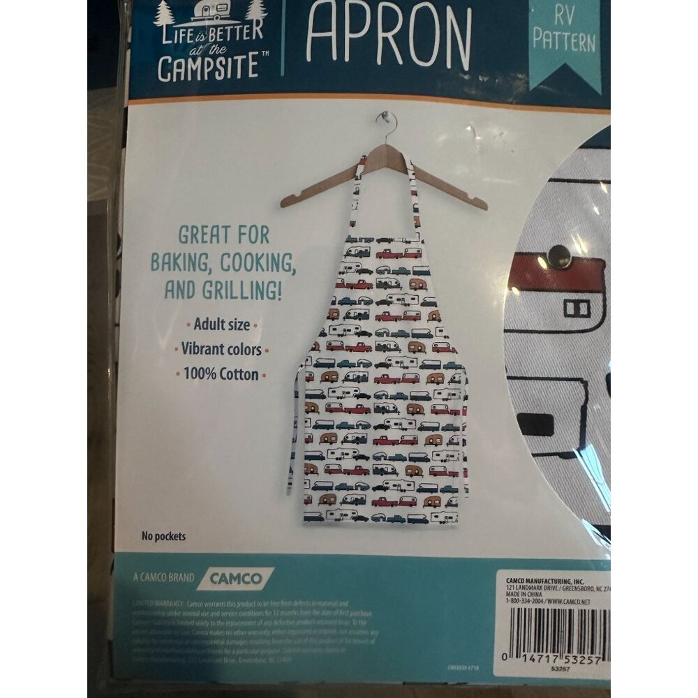 Retro Apron Camper Truck RV Pattern Kitchen Adults Cooking Baking Grilling - Picture 2 of 3